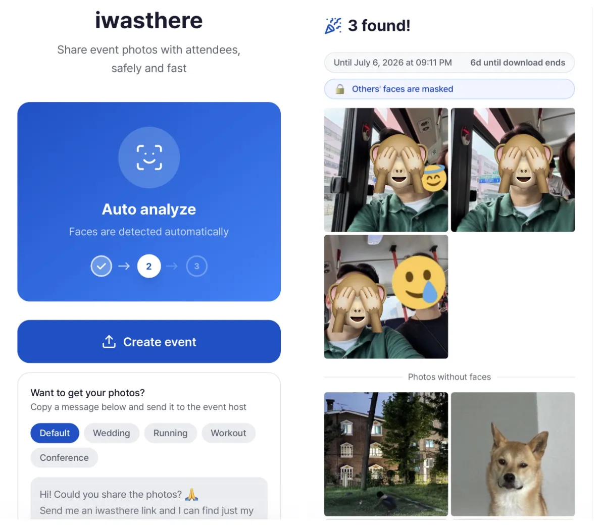 Find your own photos with your face